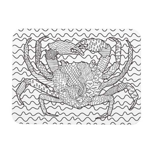 Magnet Flexible Doodle de crabe marin détaillé (Horizontal)