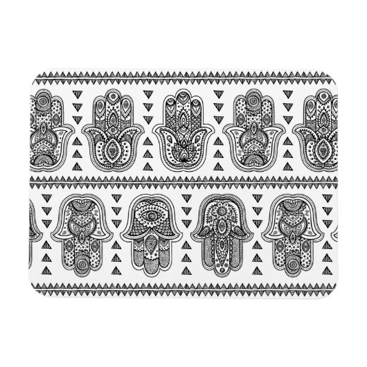 Magnet Flexible Doodle de Hamsa tiré par la main indienne (Horizontal)