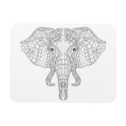 Magnet Flexible Doodle de tête d'éléphant 2 (Horizontal)