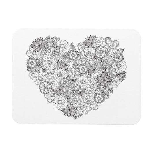 Magnet Flexible Doodle du coeur floral (Horizontal)