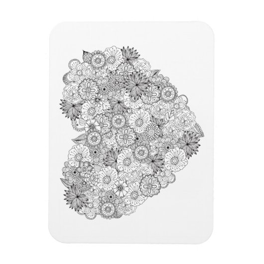 Magnet Flexible Doodle du coeur floral (Vertical)