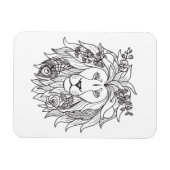 Magnet Flexible Doodle Lion Et Fleurs (Horizontal)