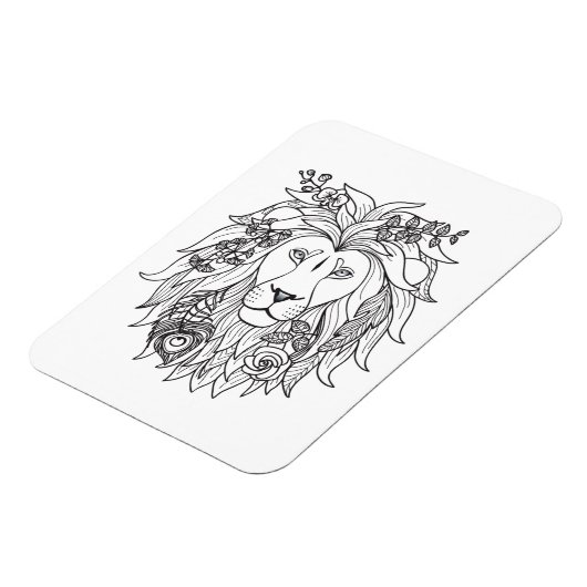 Magnet Flexible Doodle Lion Et Fleurs (Côté Gauche)