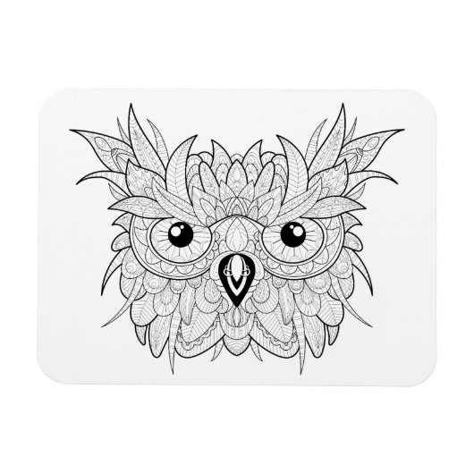 Magnet Flexible Doodle Portrait de chouette (Horizontal)