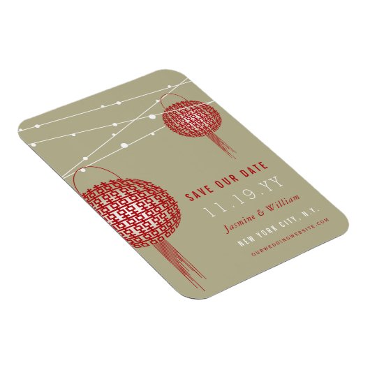 Magnet Flexible Double Bonheur Red Lanterns Asiatique Enregistrer (Côté Droit)
