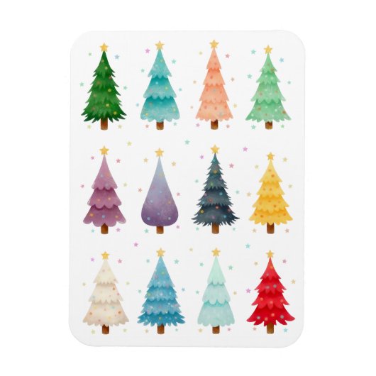 Magnet Flexible Douze sapins de Noël festifs (Vertical)