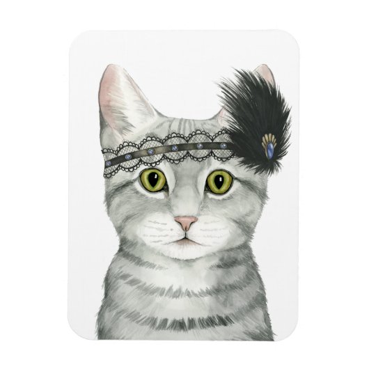 Magnet Flexible Downton Cat | Bejewted With Lace (Vertical)