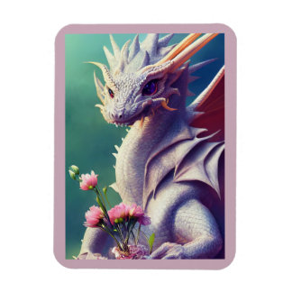 Magnet Flexible Dragon blanc avec aimant à fleurs