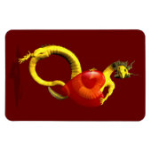 Magnet Flexible Dragon D'Or Au Grand Coeur Rouge (Horizontal)
