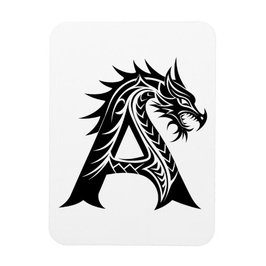Magnet Flexible Dragon Styled Letter A, Dragon Alphabet, Monogram (Vertical)