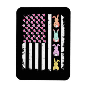 Magnet Flexible Drapeau américain avec lapin pour le jour de Pâque