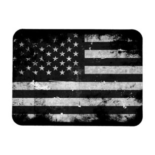 Magnet Flexible Drapeau américain grunge noir et blanc