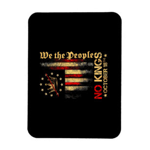Magnet Flexible Drapeau américain vintage No Kings 1776 18 octobre