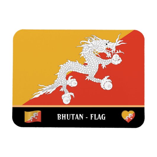 Magnet Flexible Drapeau bhoutanais & Pays bhoutanais / Dragon bhou (Horizontal)