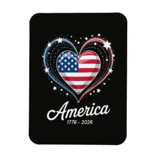 Magnet Flexible Drapeau Cœur 1776 2026 4 juillet 250e anniversaire