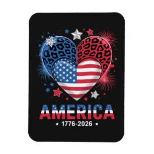 Magnet Flexible Drapeau cœur léopard 1776 2026 4 juillet