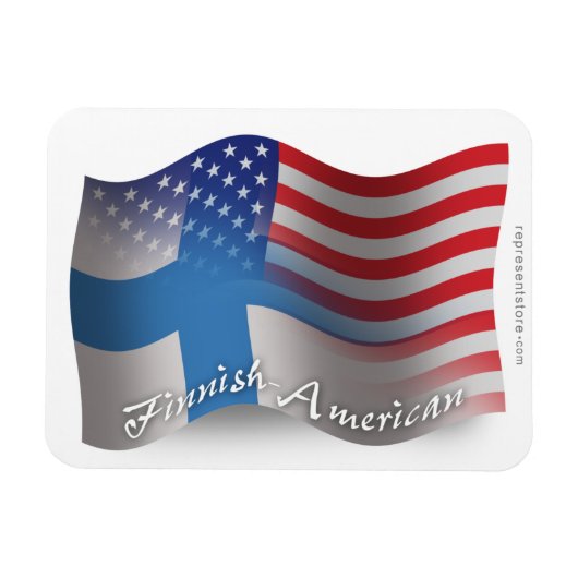 Magnet Flexible Drapeau d'agitation finlandais-américain (Horizontal)