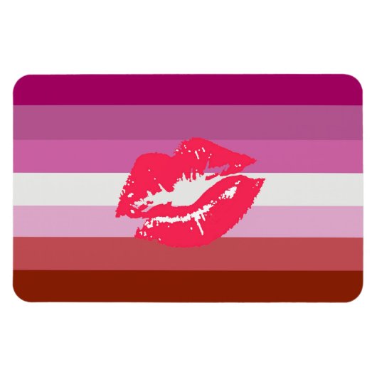 Magnet Flexible Drapeau de fierté lesbienne au rouge à lèvres (Horizontal)