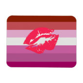 Magnet Flexible Drapeau de fierté lesbienne au rouge à lèvres (Horizontal)