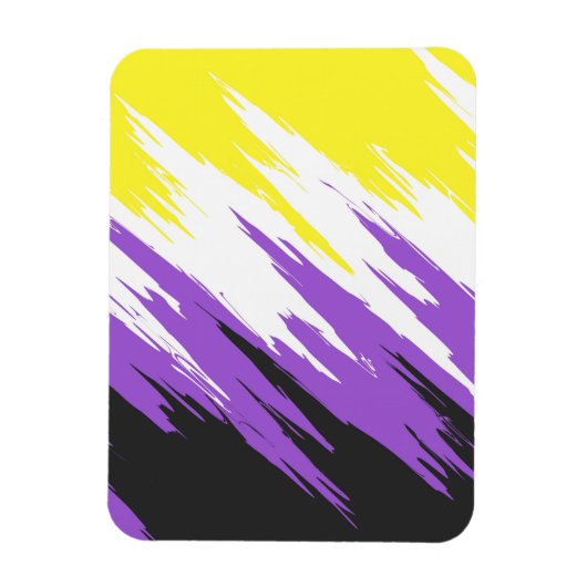 Magnet Flexible Drapeau de fierté non binaire funky grunge zigzag  (Vertical)