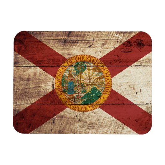 Magnet Flexible Drapeau de l'État de Floride sur le vieux grain de (Horizontal)