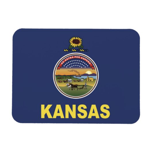 Magnet Flexible Drapeau d'État du Kansas, États-Unis (Horizontal)