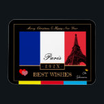 Magnet Flexible Drapeau Français 2024 et Bonne Année Eiffel, Franc<br><div class="desc">Aimant flexible - Carte : Célébrez les vacances de Noël et le Nouvel An avec vos amis et votre famille avec un aimant cool personnalisé "Meilleurs Voeux" avec Drapeau français et Tour Eiffel, France avec textes facilement personnalisés et date 202x. Peut être customisé pour les anniversaires ou tout autre souhait....</div>