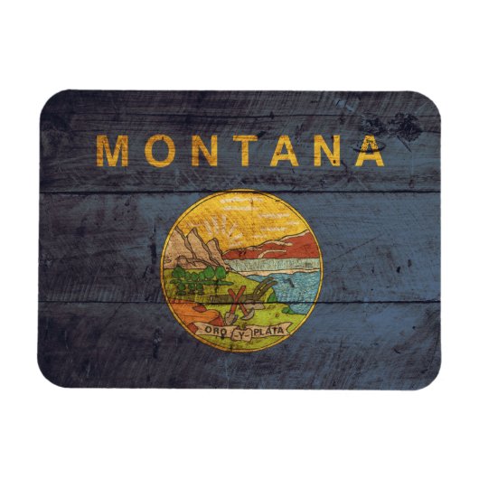 Magnet Flexible Drapeau Old Wood Montana (Horizontal)