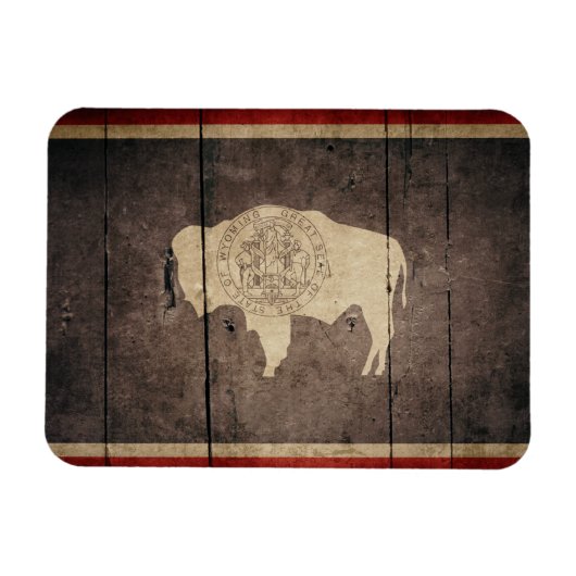 Magnet Flexible Drapeau robuste de Wyoming en bois (Horizontal)