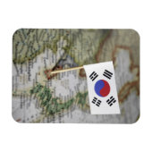 Magnet Flexible Drapeau sud-coréen sur la carte (Horizontal)