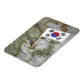 Magnet Flexible Drapeau sud-coréen sur la carte (Côté Gauche)