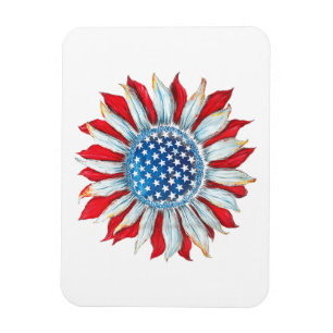 Magnet Flexible Drapeau Tournesol Américain 4 juillet Femmes Homme