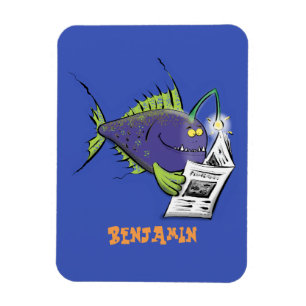 Magnet Flexible Drôle caricature de poisson de pêcheur