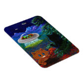 Magnet Flexible Drôle Chat noir UFO Tabby Chat Soucoupe volante (Côté Droit)