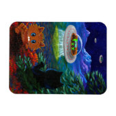 Magnet Flexible Drôle Chat noir UFO Tabby Chat Soucoupe volante (Horizontal)