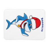 Magnet Flexible Drôle dessin animé de requin de Noël (Horizontal)