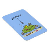 Magnet Flexible Drôle gras affamé poisson vert dessin de pêche (Côté Droit)