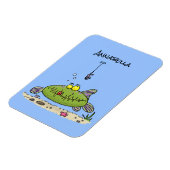 Magnet Flexible Drôle gras affamé poisson vert dessin de pêche (Côté Gauche)