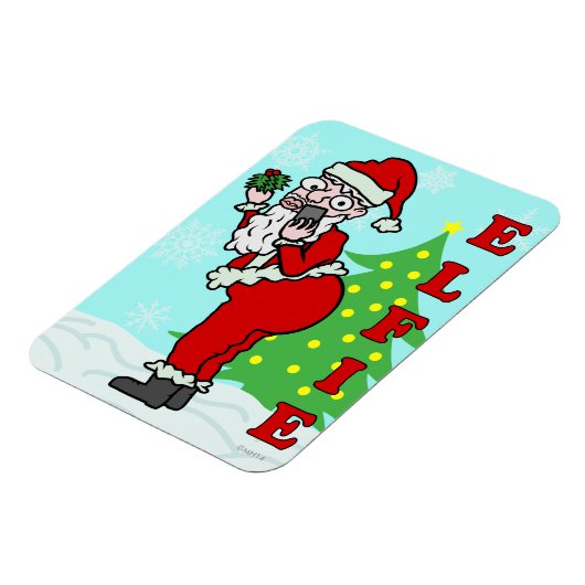 Magnet Flexible Drôle Noël Père Noël Elfie (Côté Gauche)