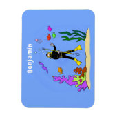 Magnet Flexible Drôle plongeur et poisson mer créatures dessin ani (Vertical)