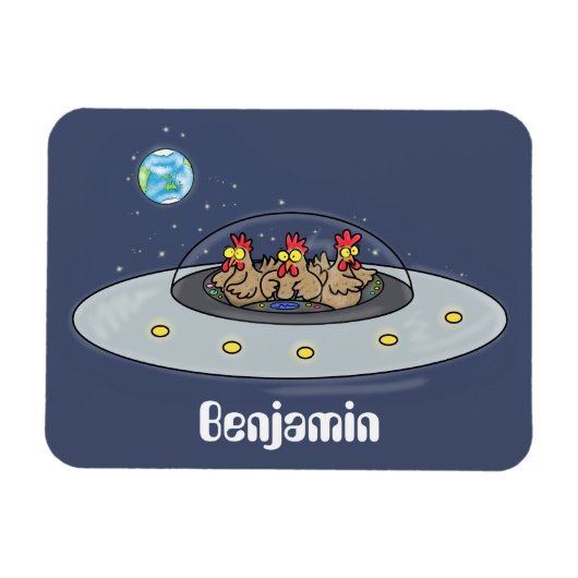 Magnet Flexible Drôle poule dans l'espace dessin animé (Horizontal)