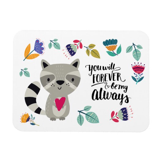 Magnet Flexible Drôle Raccoon Saint Valentin cadeau (Horizontal)