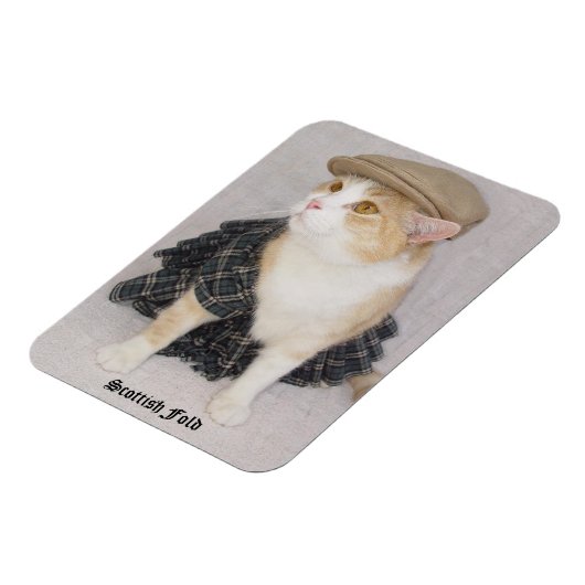 Magnet Flexible Drôle Scottish Pold Cat/Kitty dans un Kilt (Côté Gauche)