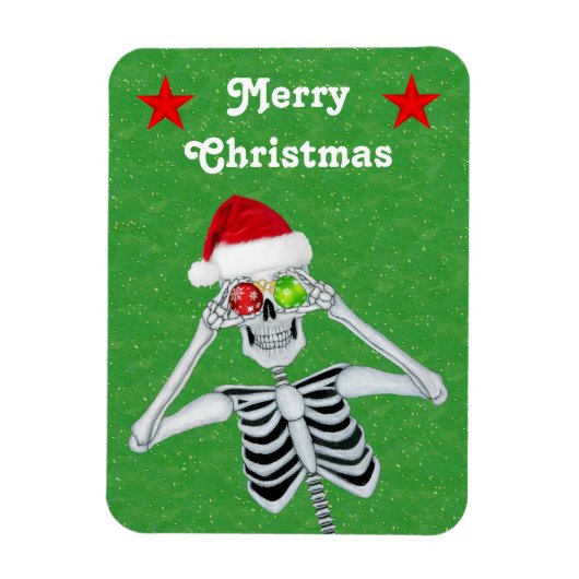 Magnet Flexible Drôle Squelette de Noël Ornements Étoiles Vert (Vertical)