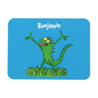Drôle vert souriant animé lézard d'iguane