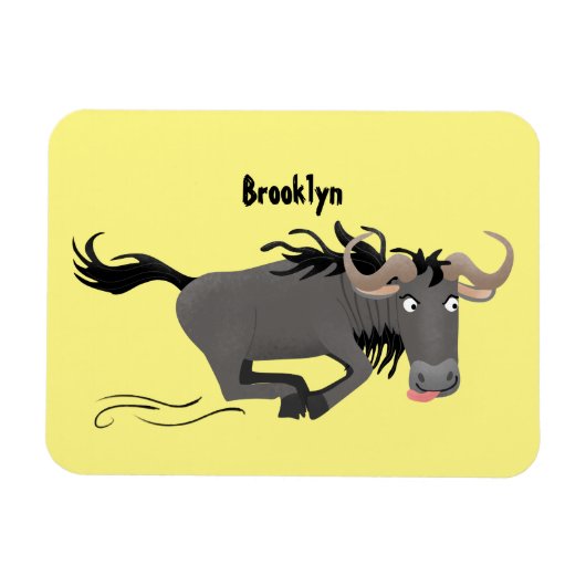 Magnet Flexible Drôle wildebeest tourner dessin animé illustration (Horizontal)