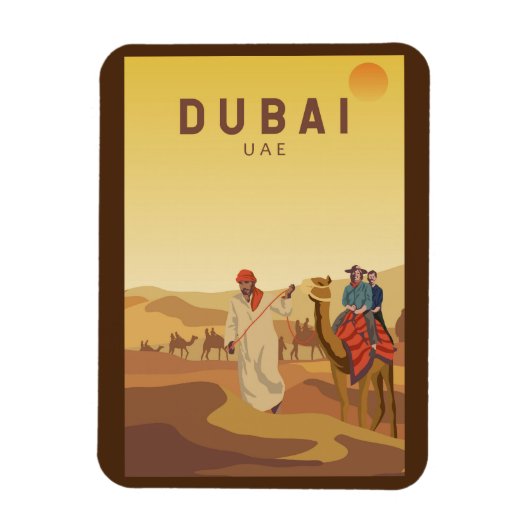 Magnet Flexible Dubai Émirats Arabes Unis Désert Safari Retro (Vertical)