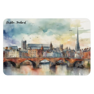 Magnet Flexible Dublin Ireland City Silhouette Aquarelle Peinture