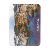Magnet Flexible Dubrovnik Croatie Aquarelle Vue côtière (Vertical)