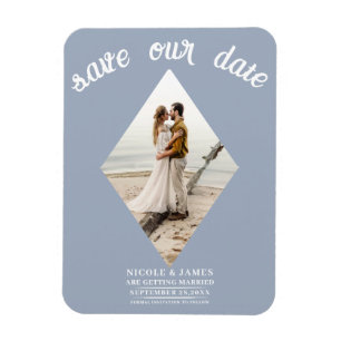 Magnet Flexible Dusty Blue Diamond Photo Mariage Enregistrer la Da